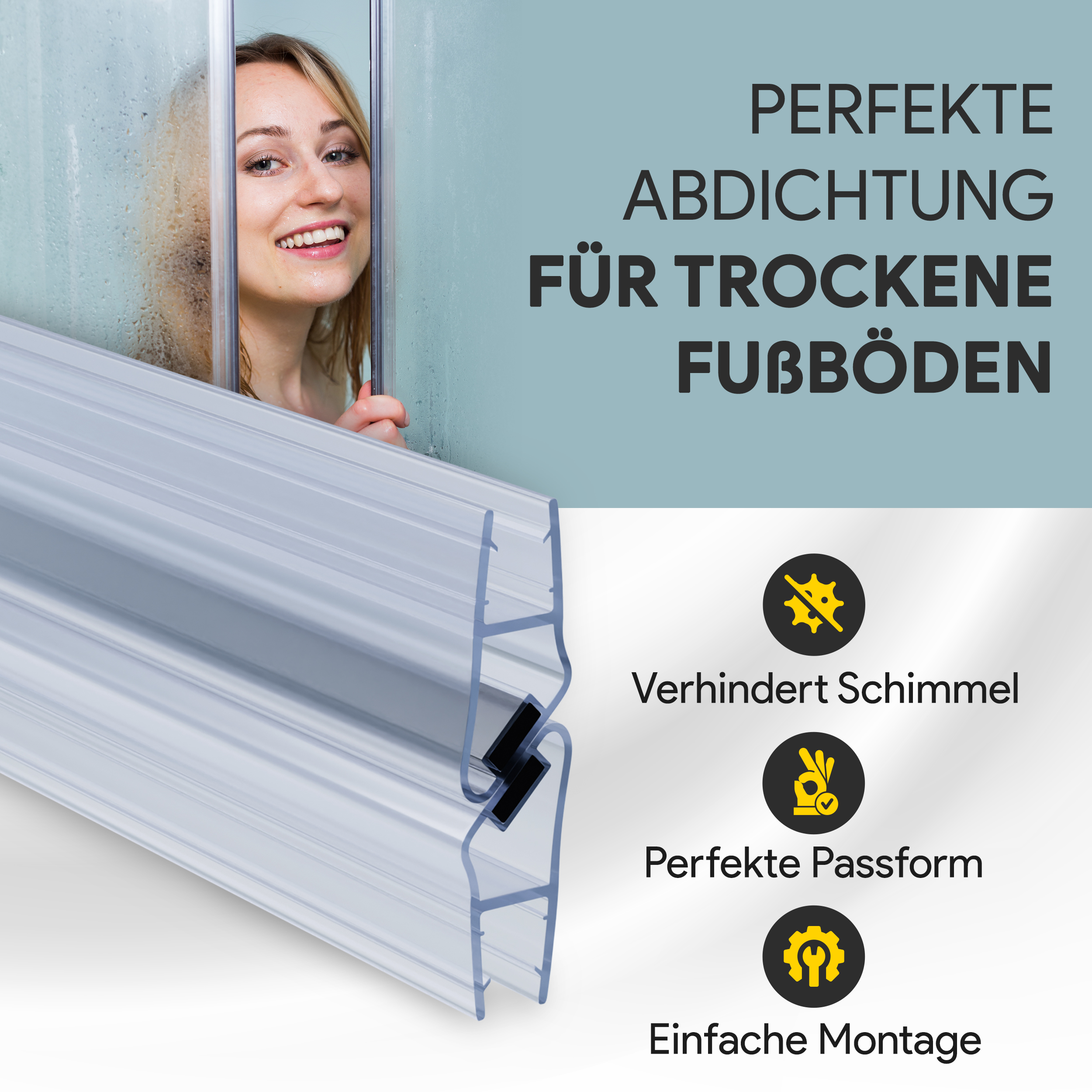 Duschdichtung PVC Ersatzdichtung Duschkabine TYP-8 90° 200cm Glasstärke 6mm Duschdichtung PVC Ersatzdichtung Duschkabine TYP-8 90° 200cm Glasstärke 10mm