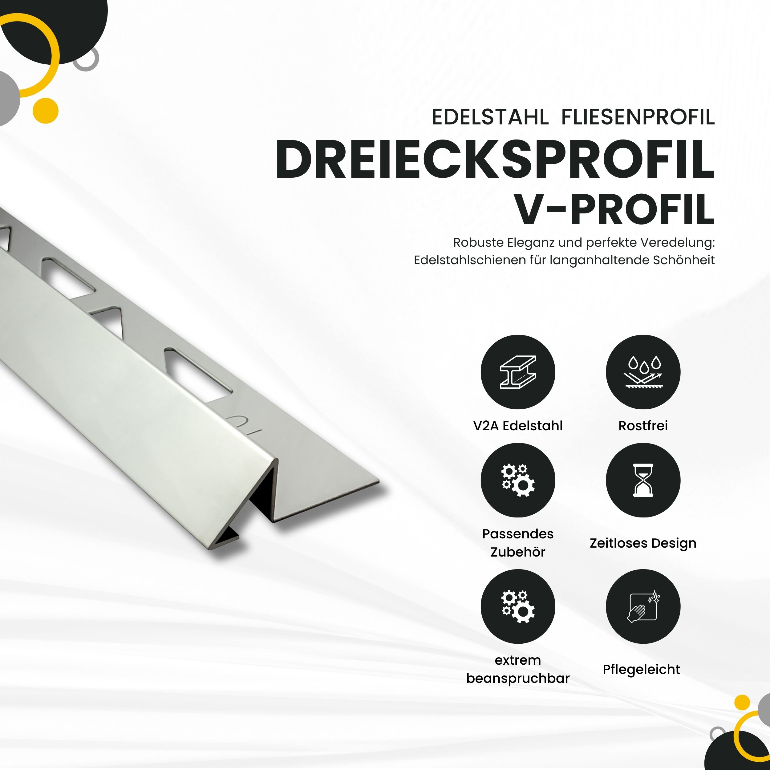 Dreiecksprofil V-Profil Edelstahlschiene Edelstahl V2A L250cm H10mm glänzend