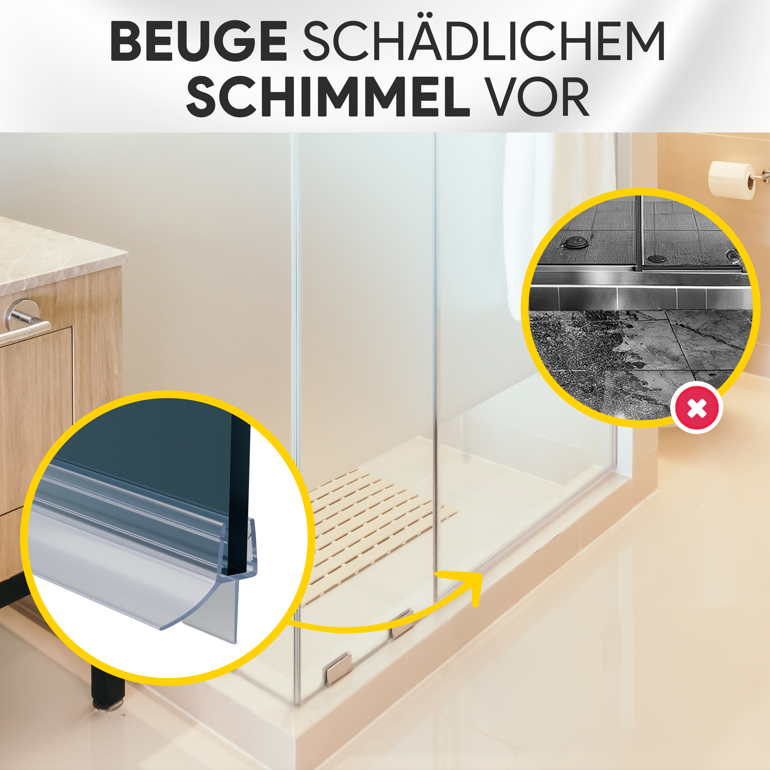 Duschdichtung PVC Ersatzdichtung Duschkabine Bad TYP-6 200cm Glasstärke 10mm