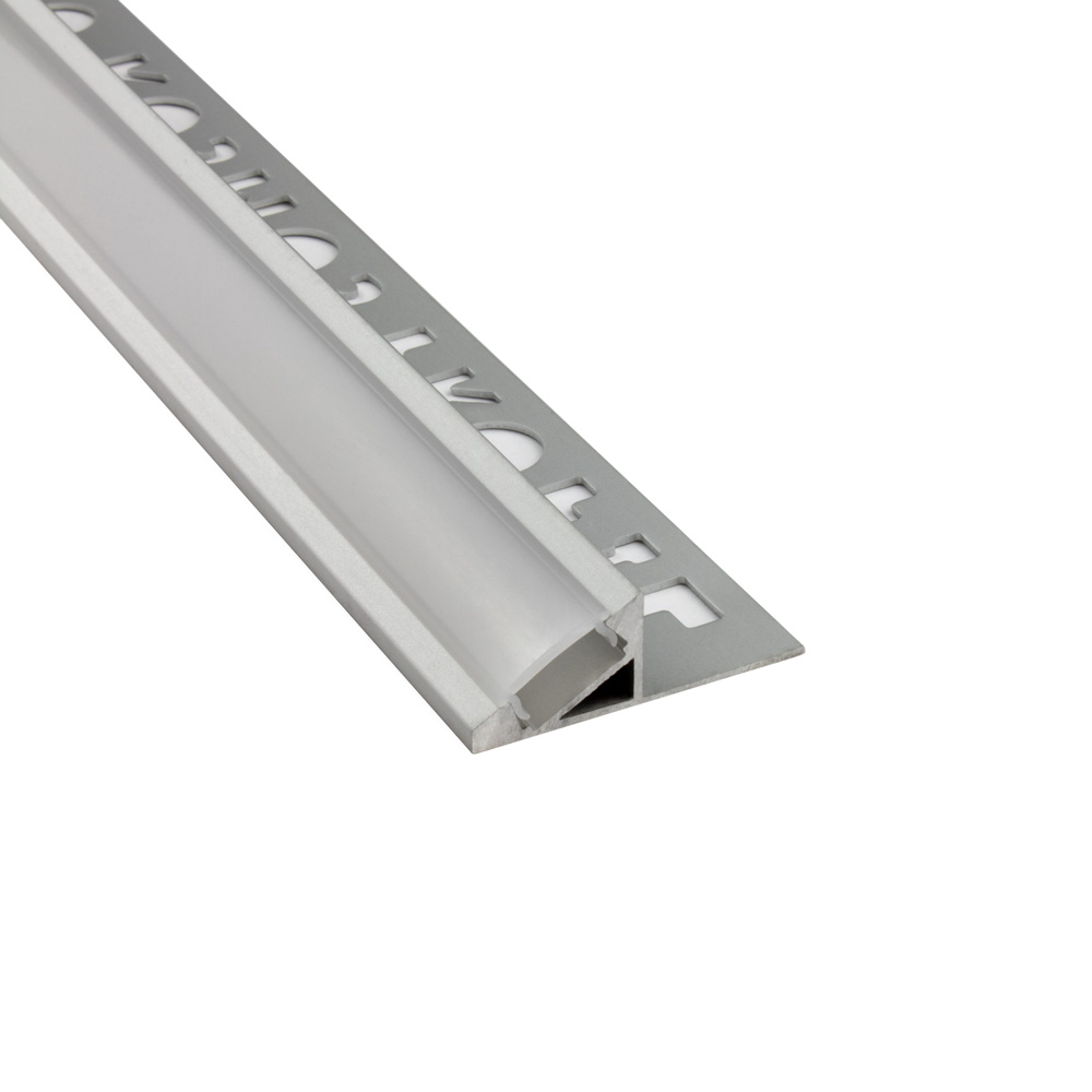 T77 LED Alu Fliesenprofil 12mm silber 30° 2m opal
