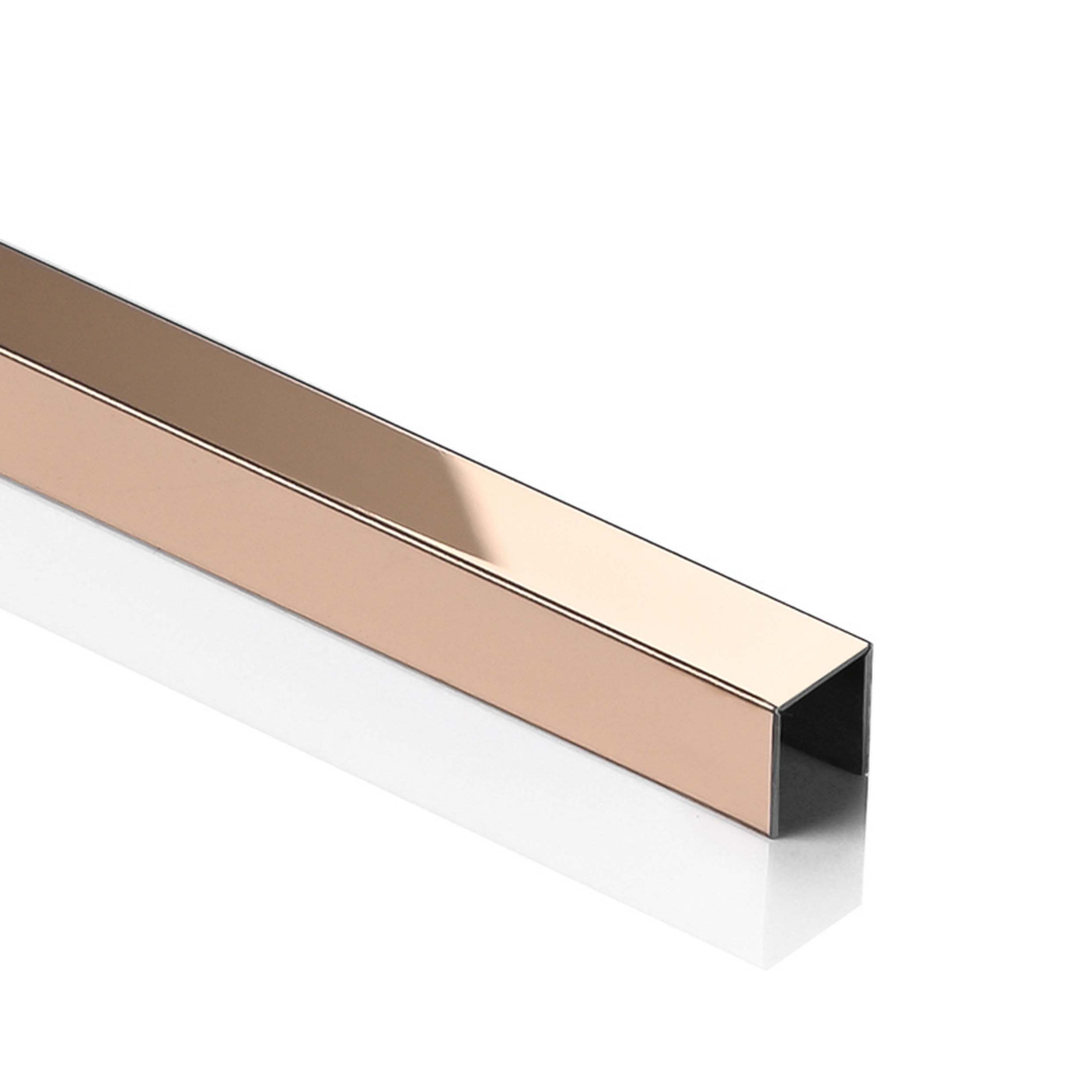 Deko Bordüre U-Profil Zierleiste Fliesenschiene Edelstahl V2A L250cm 10mm rose glänzend Deko Bordüre U-Profil Zierleiste Fliesenschiene Edelstahl V2A L250cm 10mm rose glänzend