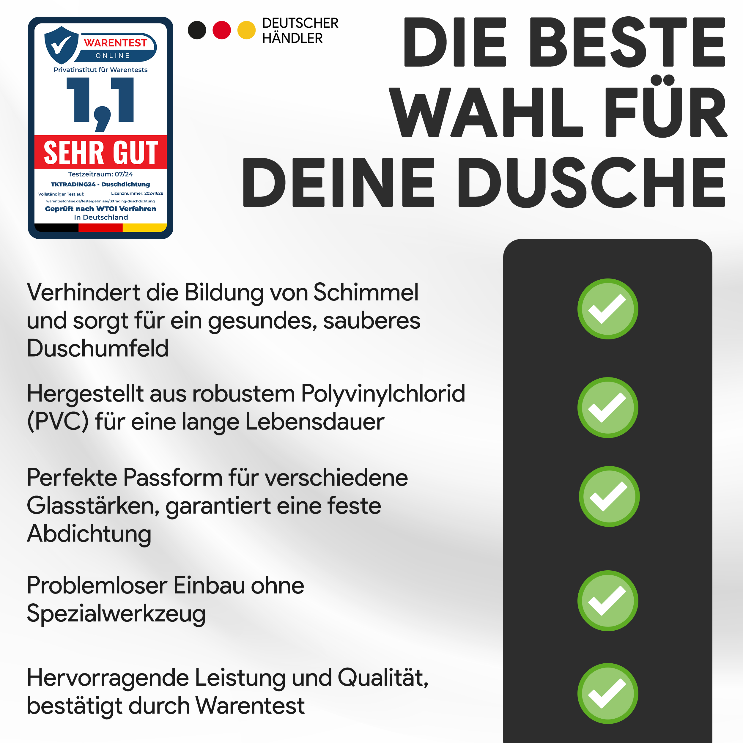 Duschdichtung PVC Ersatzdichtung Duschkabine TYP-8 90° 200cm Glasstärke 6mm Duschdichtung PVC Ersatzdichtung Duschkabine TYP-8 gerade 200cm Glasstärke 8mm