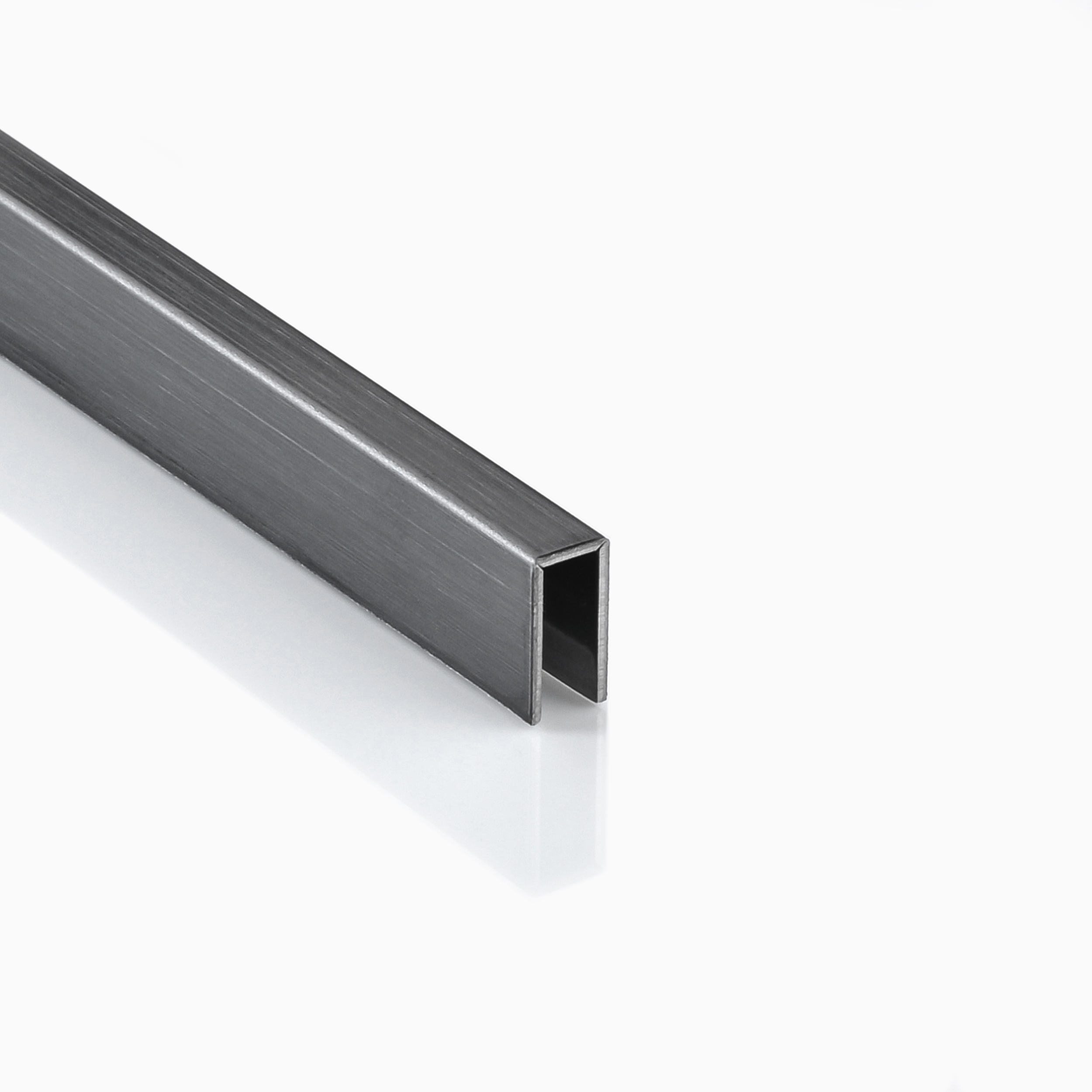 Deko Bordüre U-Profil Zierleiste Fliesenschiene Edelstahl V2A L250cm 3mm schwarz gebürstet