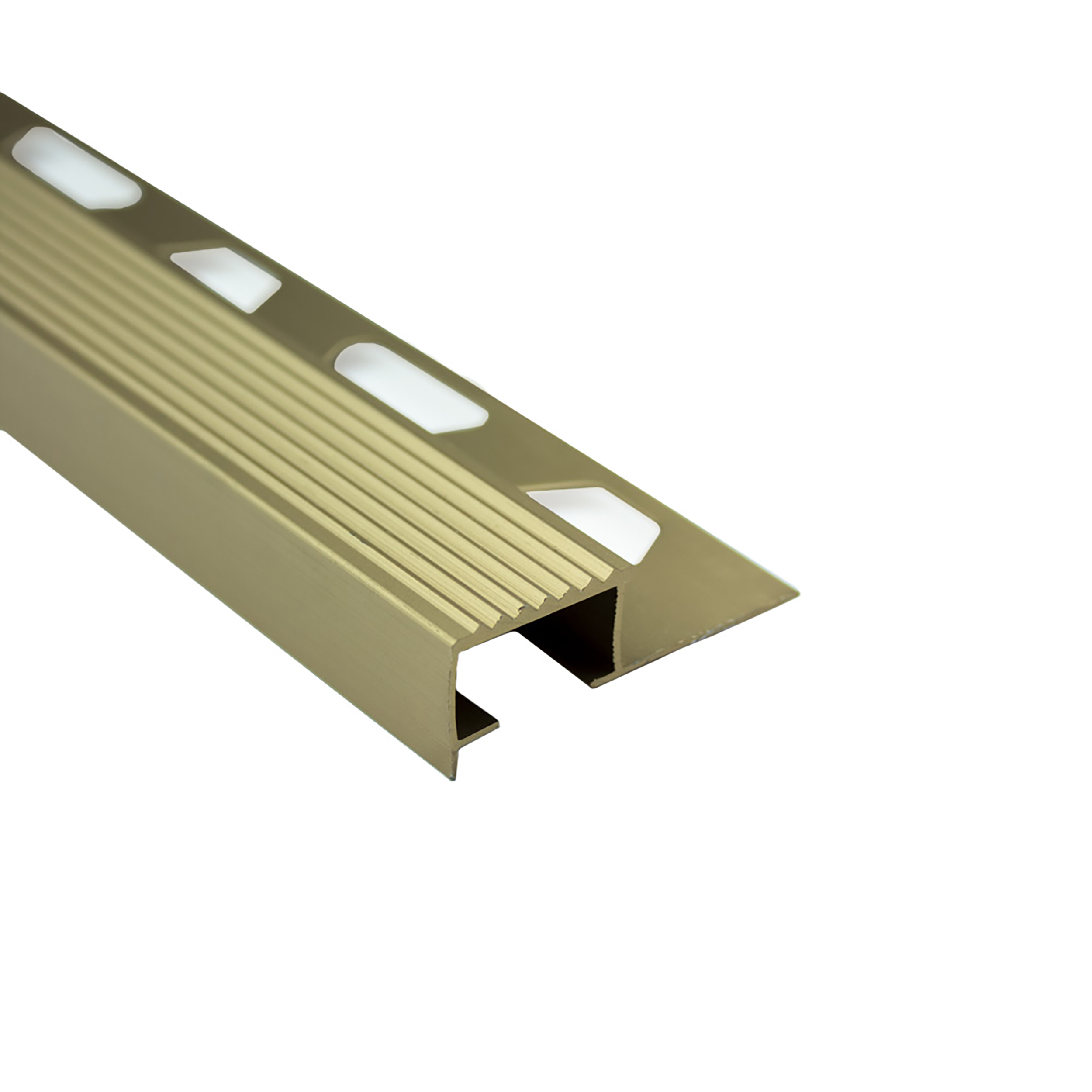 Alu Stufenprofil Fliesenschiene Profil Treppe Schiene matt L270cm H10mm gold