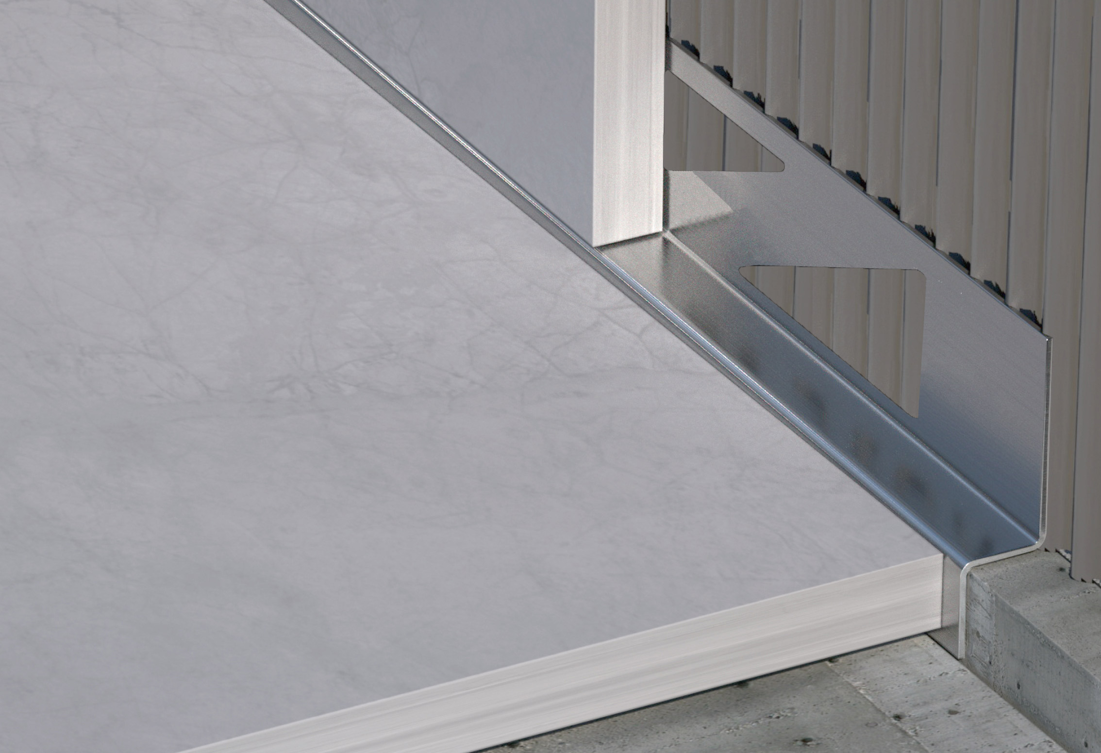 Dusch-, Wand-, Keil-Profil Gefälleprofil begehbare Dusche gebürstet 8mm Dusch-, Wand-, Keil-Profil Gefälleprofil begehbare Dusche gebürstet 12mm Typ 6 - Rechts - 200cm