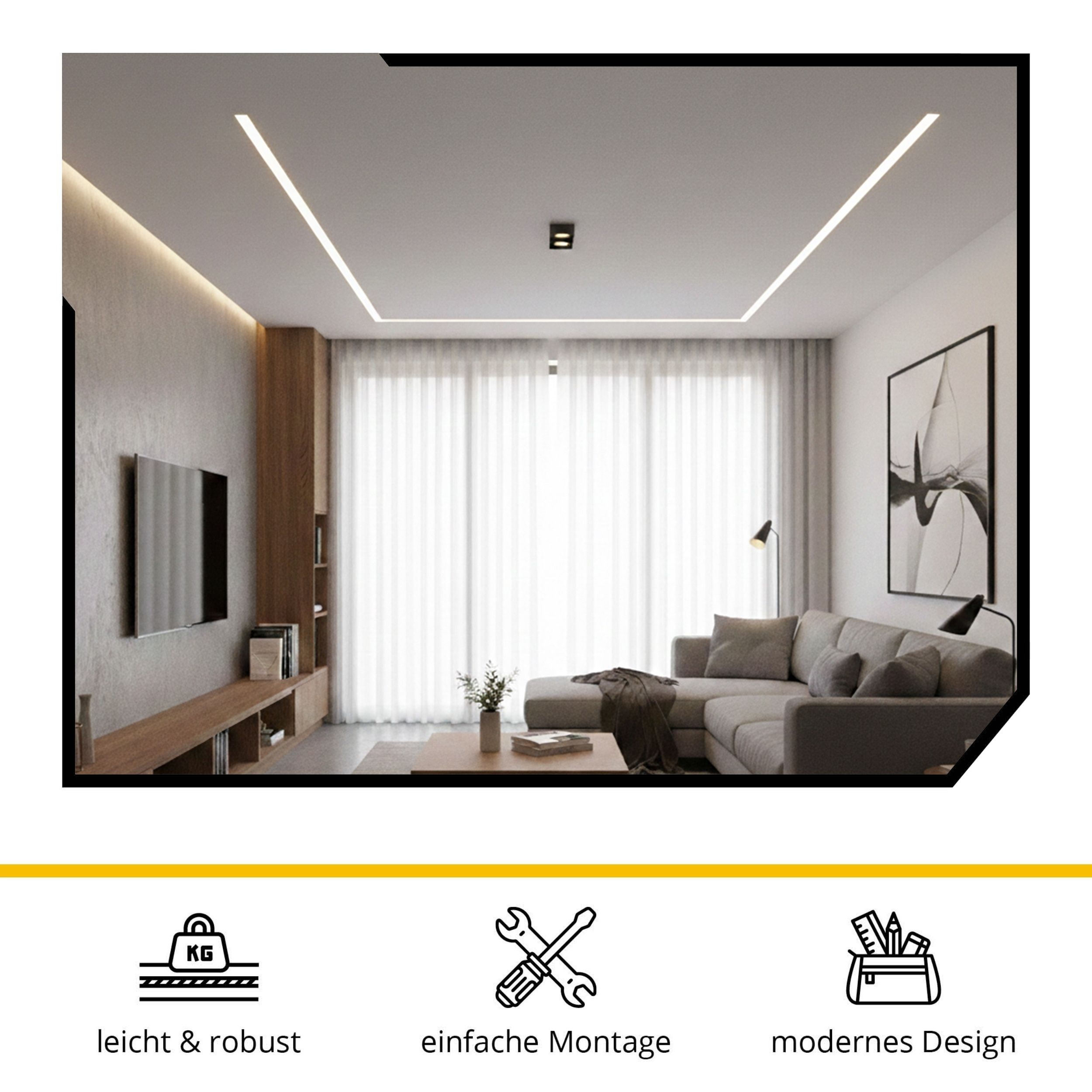 LED Trockenbau-Eckprofil Innen Silber – für LED-Strips bis 16mm LED Trockenbau-Eckprofil Innen Silber – für LED-Strips bis 16mm 2m opal