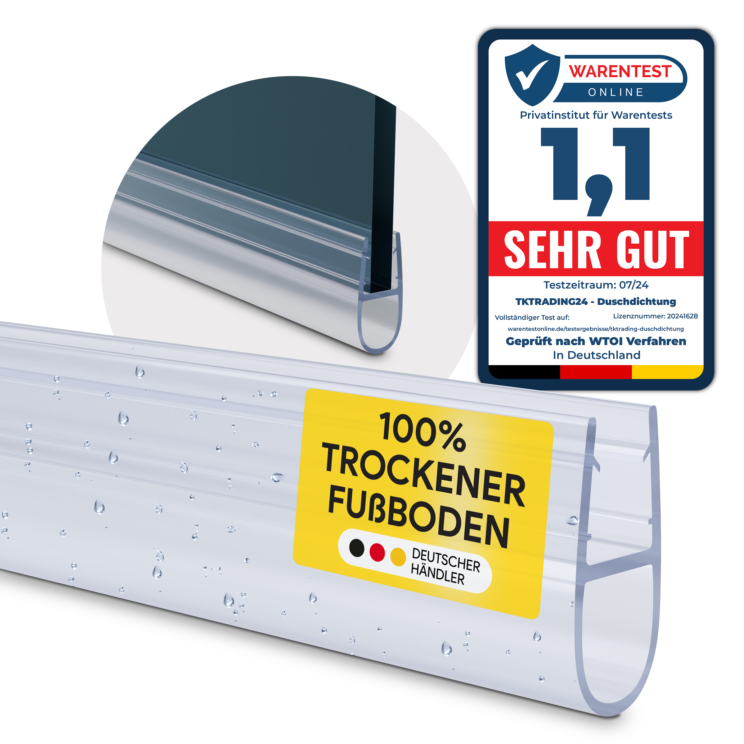 Duschdichtung PVC Ersatzdichtung Duschkabine Bad TYP-7 200cm Glasstärke 6mm Duschdichtung PVC Ersatzdichtung Duschkabine Bad TYP-7 200cm Glasstärke 10mm