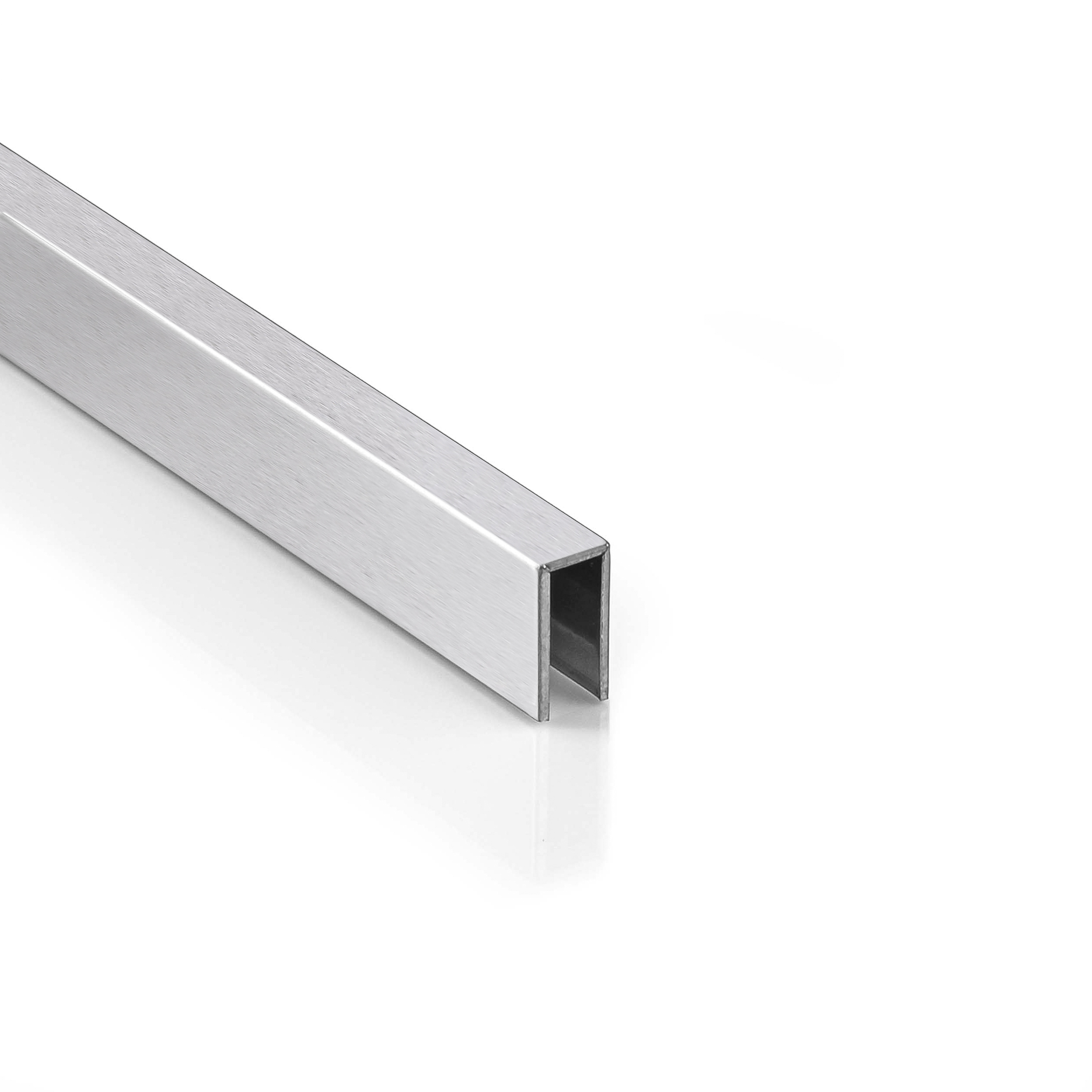 Deko Bordüre U-Profil Zierleiste Fliesenschiene Edelstahl V2A L250cm 3mm silber gebürstet