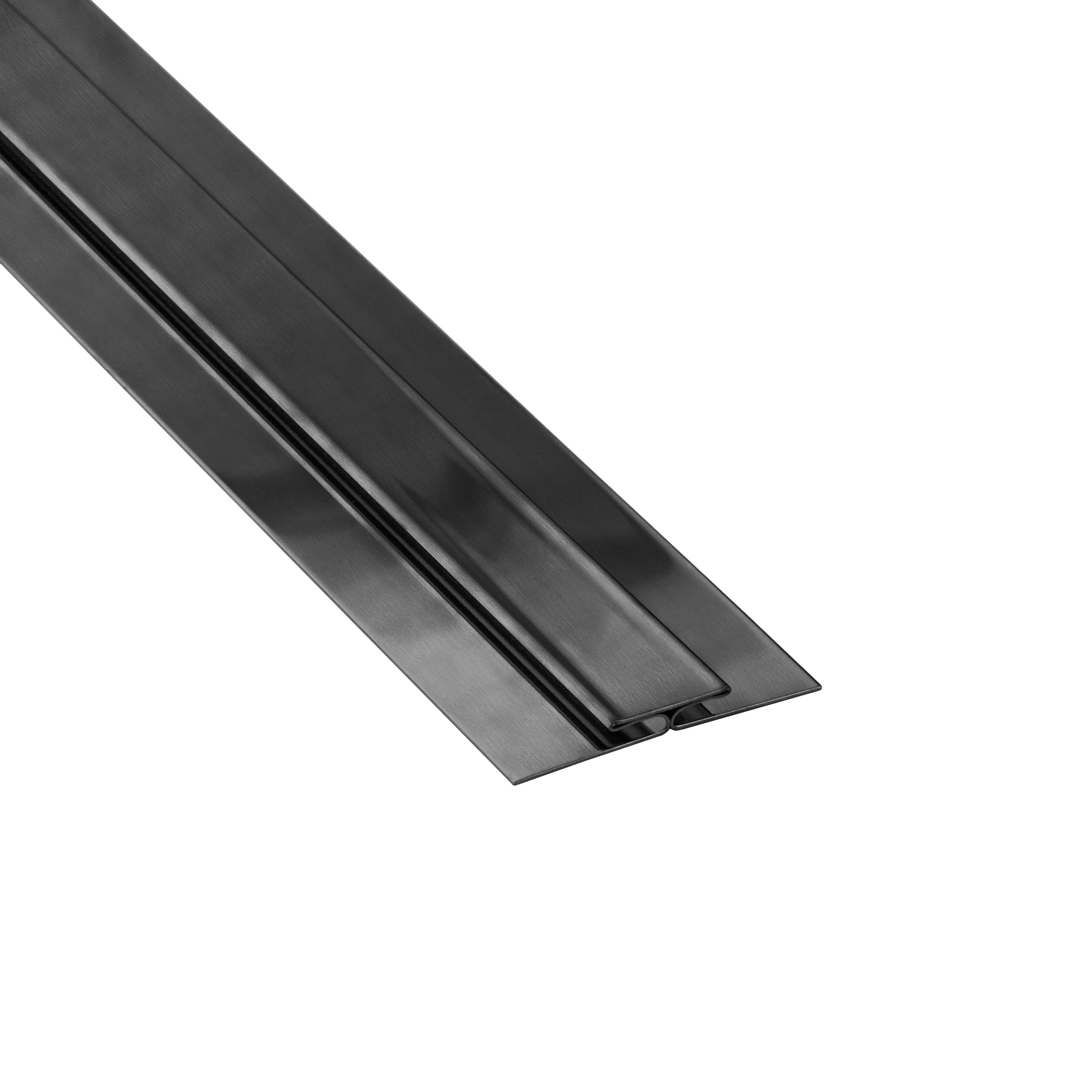 Vinyl Übergangsprofil H-Profil Edelstahl V2A, L250cm, H2mm, schwarz anthrazit gebürstet Vinyl Übergangsprofil H-Profil Edelstahl V2A, L250cm, H2mm, schwarz anthrazit gebürstet