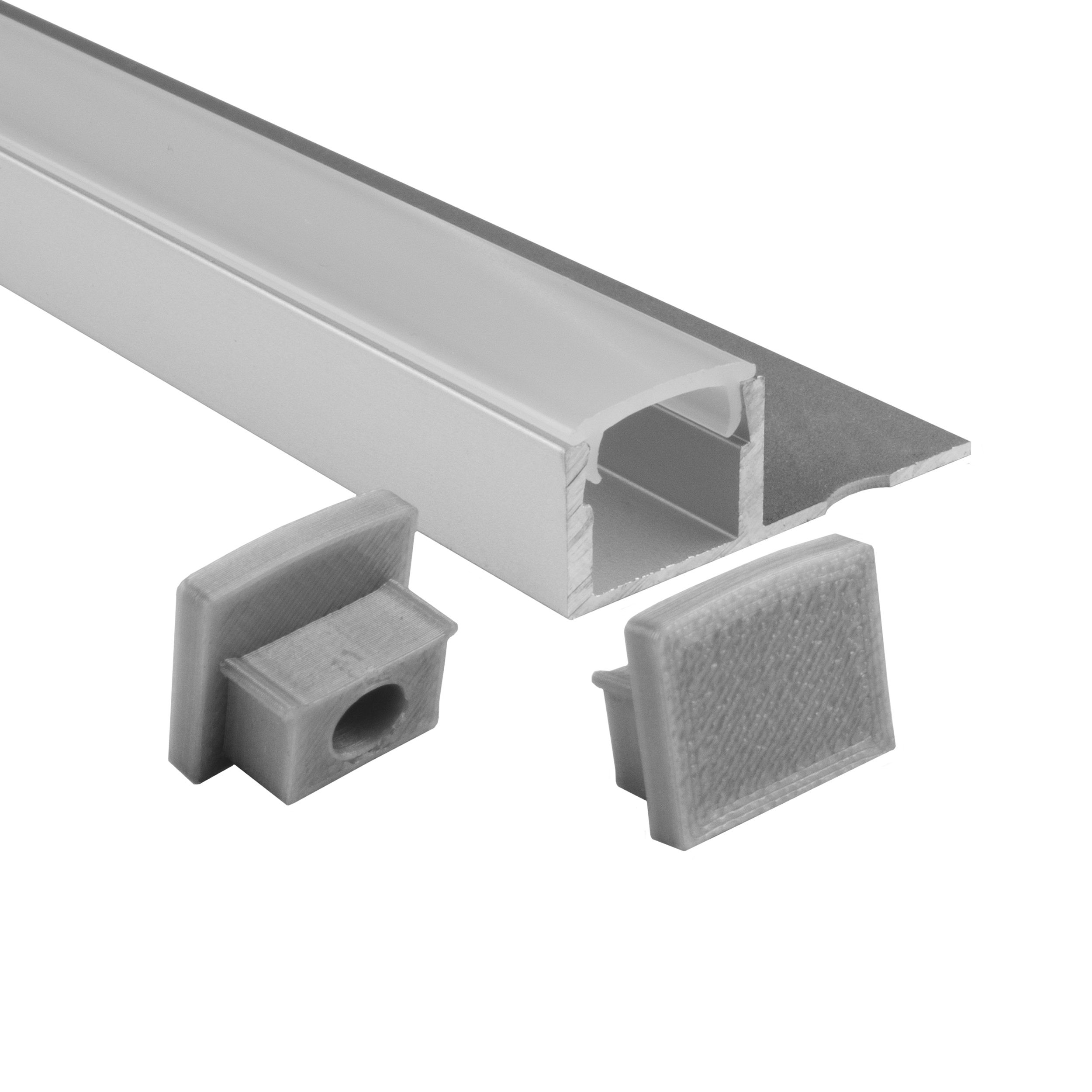 T77 LED Alu Fliesenprofil 12mm silber 2x Endkappen T77 LED Alu Fliesenprofil 12mm silber 2x Endkappen