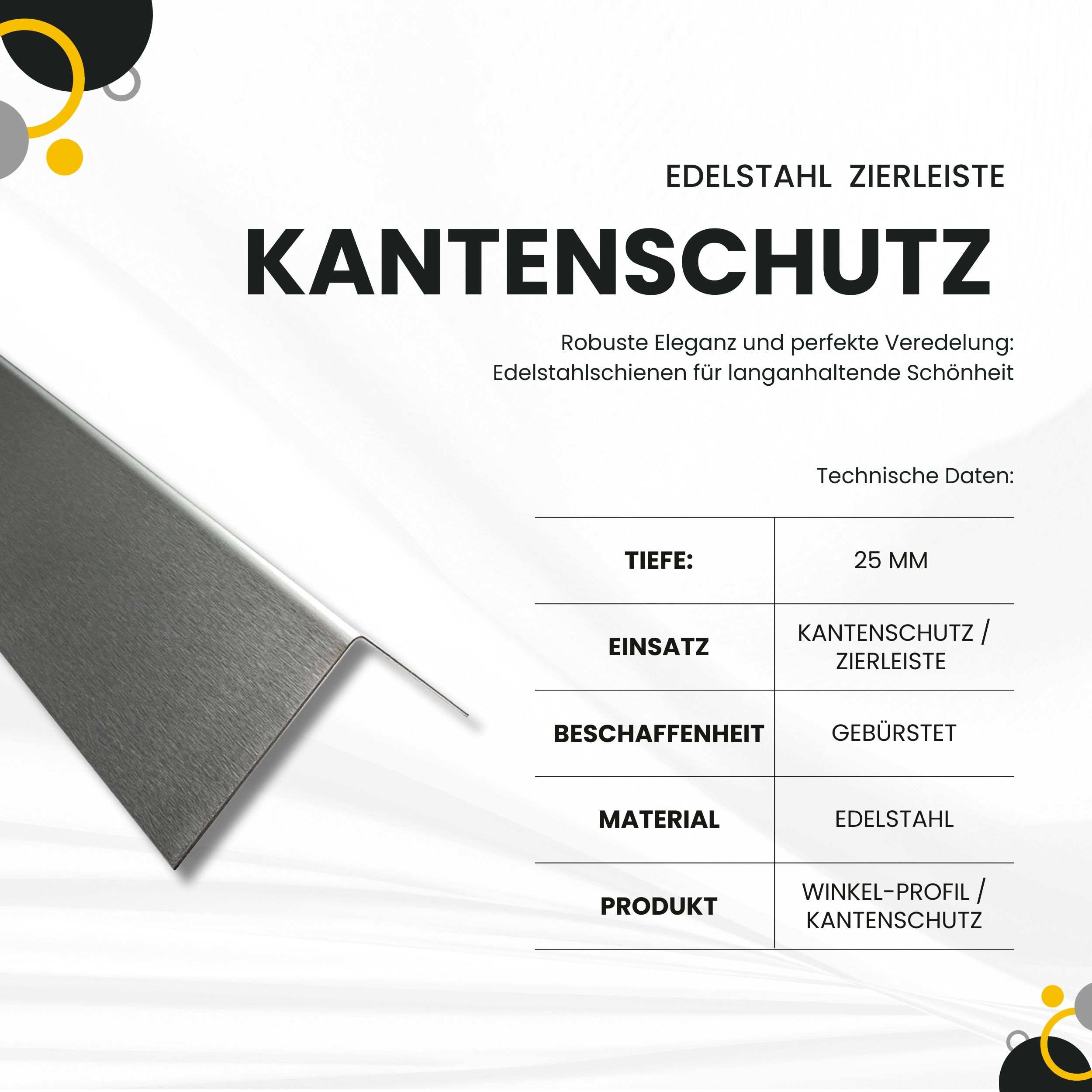 Kantenschutz Edelstahl Winkel Eckschutz Eckleiste Aussen V2A 2,5m 50mm gebürstet Kantenschutz Edelstahl Winkel Eckschutz Eckleiste Aussen V2A 2,5m 50mm gebürstet