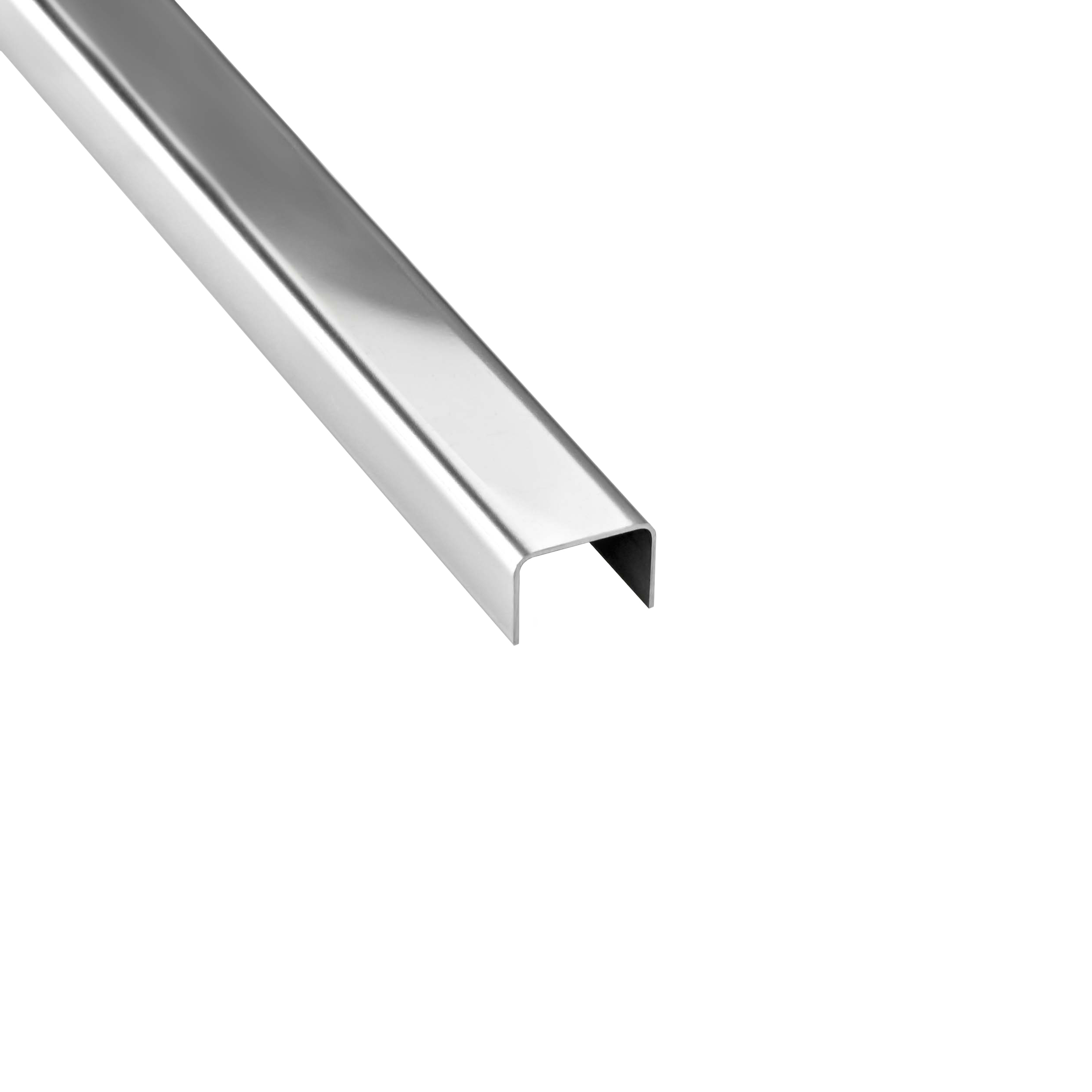U Profil Edelstahlschiene Bordüre Fliesenschiene Edelstahl V2A L250cm 15mm silber glänzend