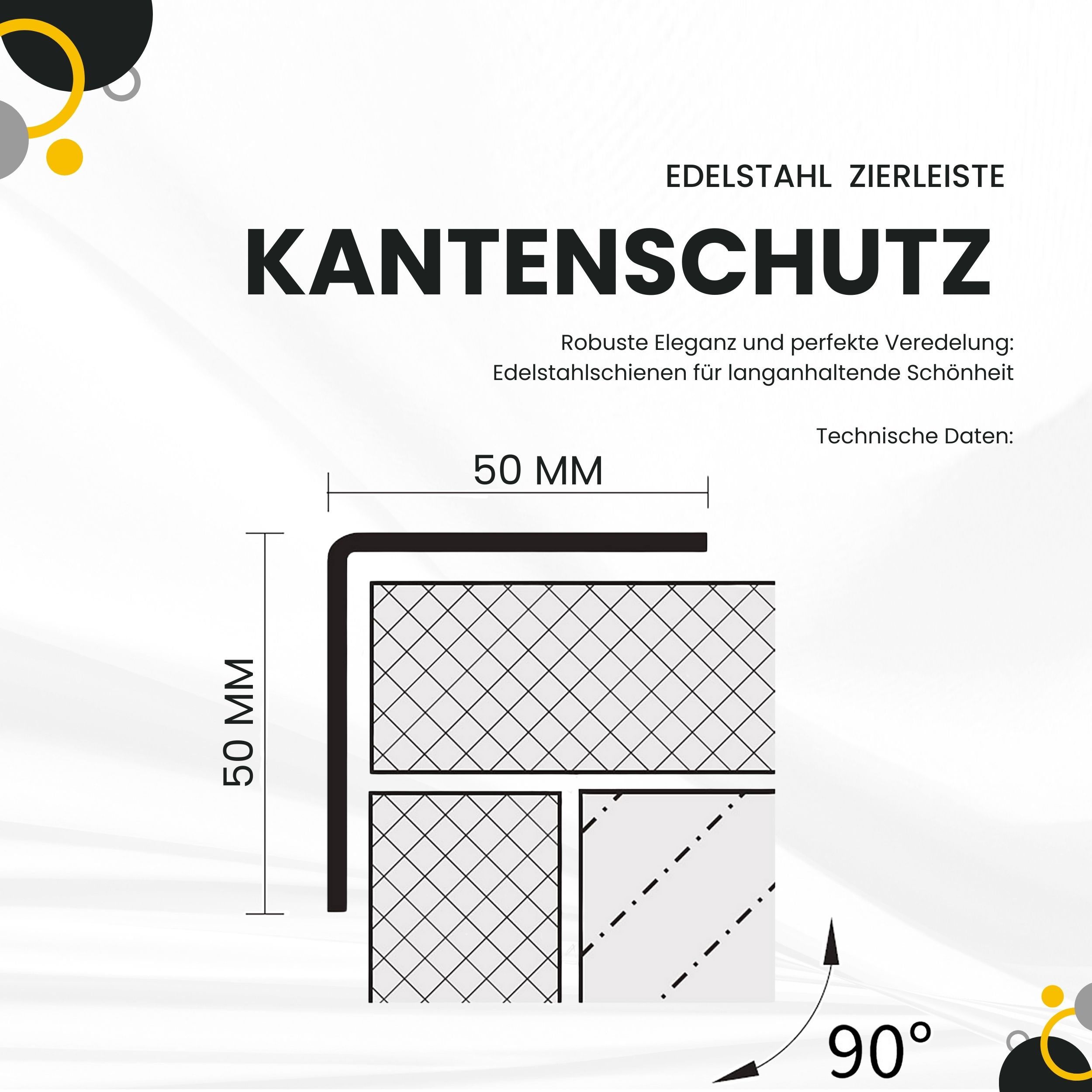 Kantenschutz Edelstahl Winkel Eckschutz Eckleiste Aussen V2A 2,5m 50mm gebürstet Kantenschutz Edelstahl Winkel Eckschutz Eckleiste Aussen V2A 2,5m 50mm gebürstet