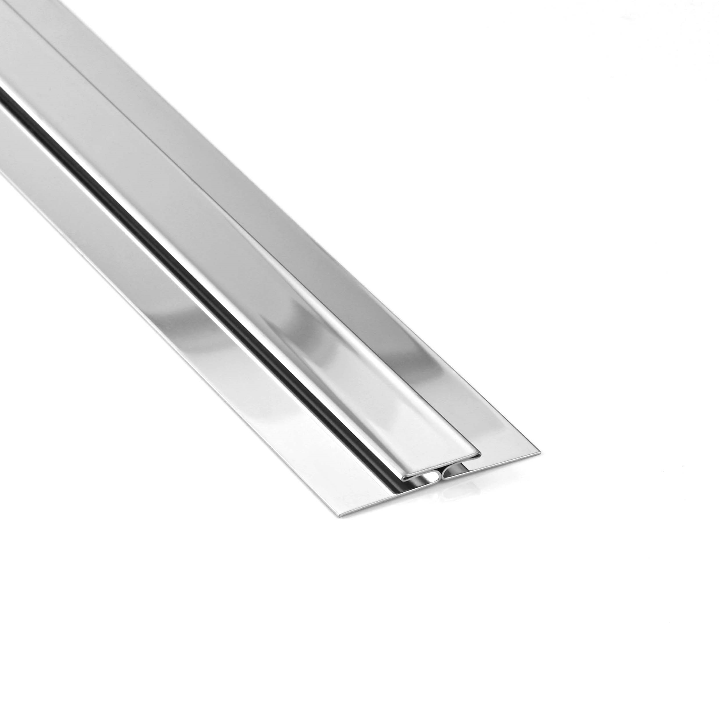 Vinyl Übergangsprofil H-Profil Edelstahl V2A, L250cm, H2mm, silber glänzend
