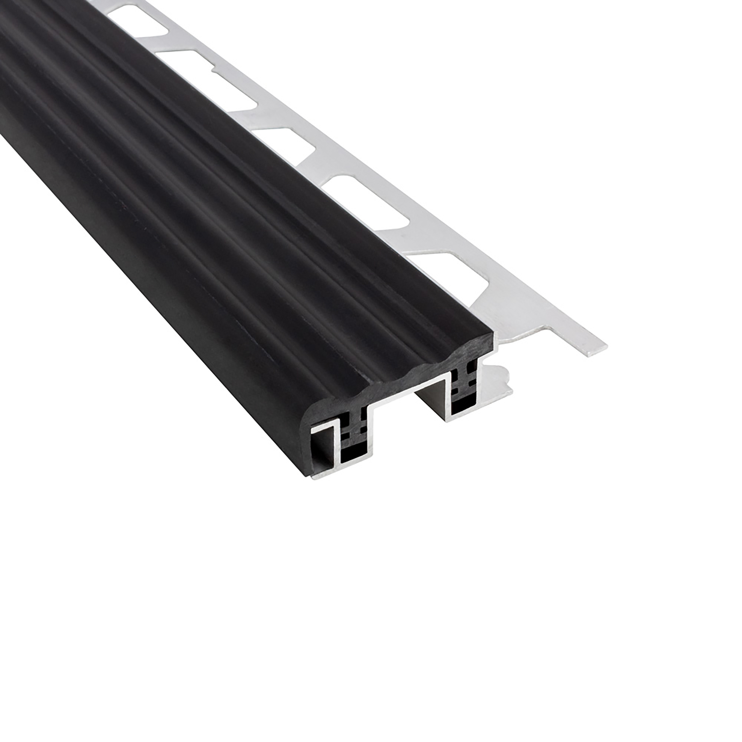 Alu Stufenprofil Fliesenschiene mit 26mm PVC-Einlage L250cm H10mm schwarz Alu Stufenprofil Fliesenschiene mit 26mm PVC-Einlage L250cm H10mm schwarz