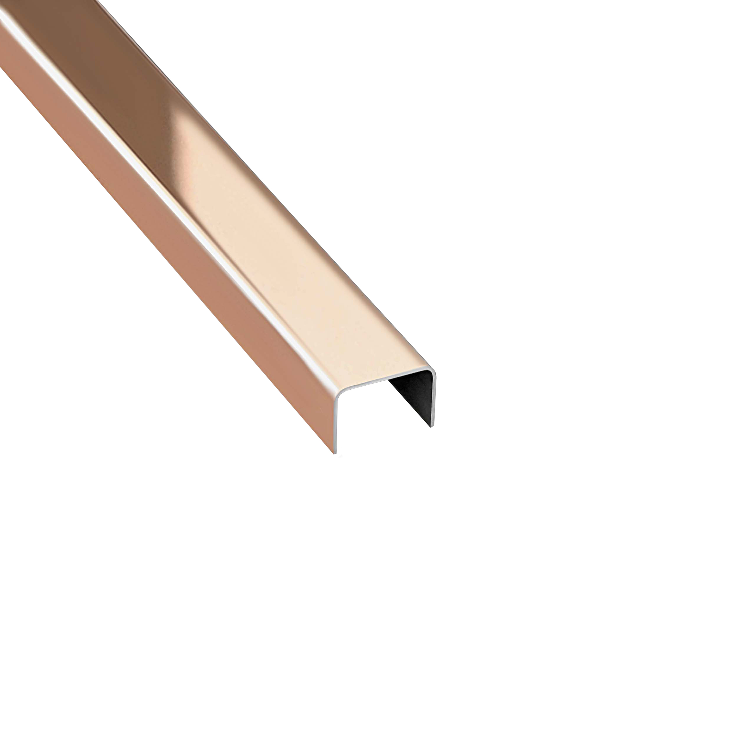 U Profil Edelstahlschiene Bordüre Fliesenschiene Edelstahl V2A L250cm 15mm rose glänzend
